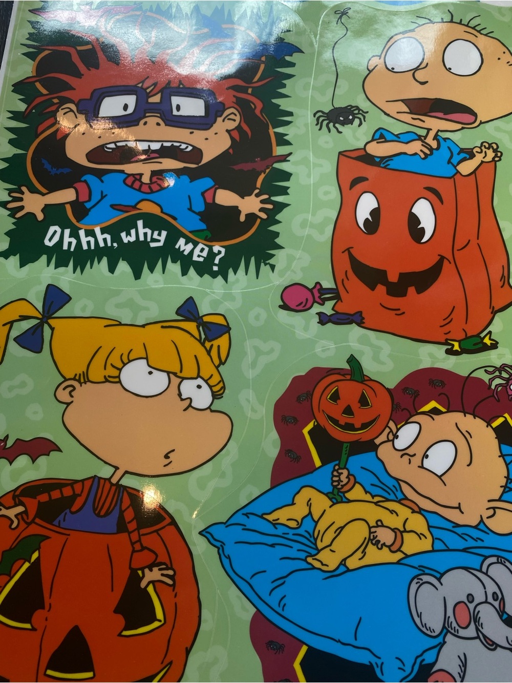 LOT 3 VTG 1998 Rugrats Nickelodeon Fall Halloween Large Window Clings Sheet Y2K - Picture 7 of 11
